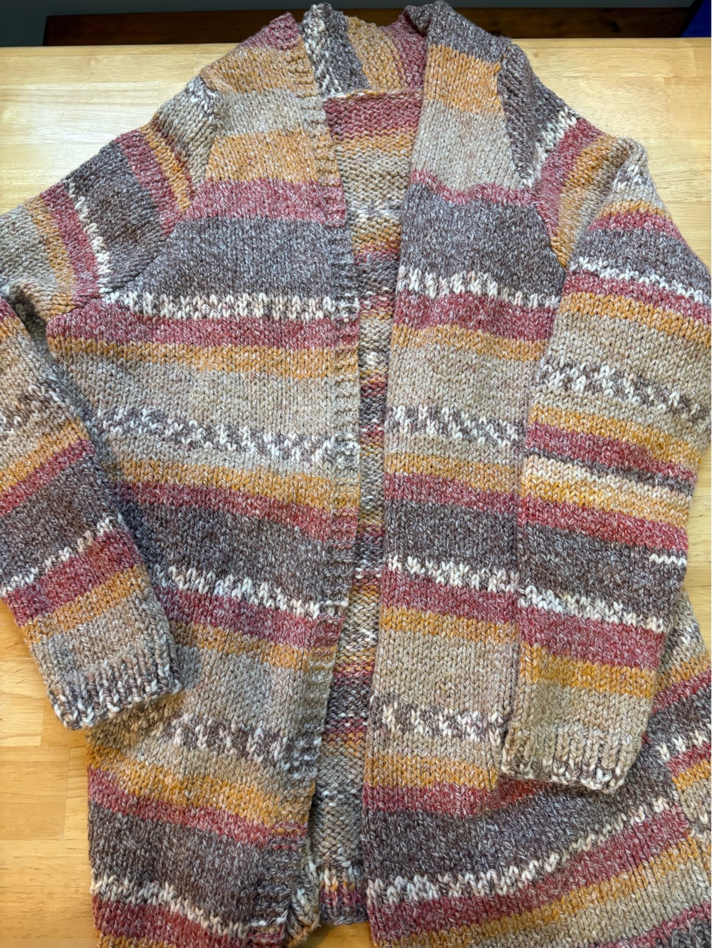 Men's Multicolor Striped Knit Sweater - Rust, Mustard & Taupe